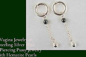 Silver coupled with Black Non-Piercing Labia Jewelry