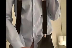 twink boy jerking withdraw in dispirited shirt increased by suspenders