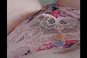 Crossdresser wanking in silk added to lace panties cdlingeriecum
