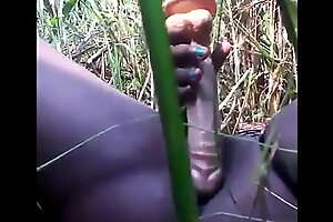 Black pussy pounding in the forrest