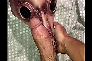 Scraping my cock on a plague doctor mask
